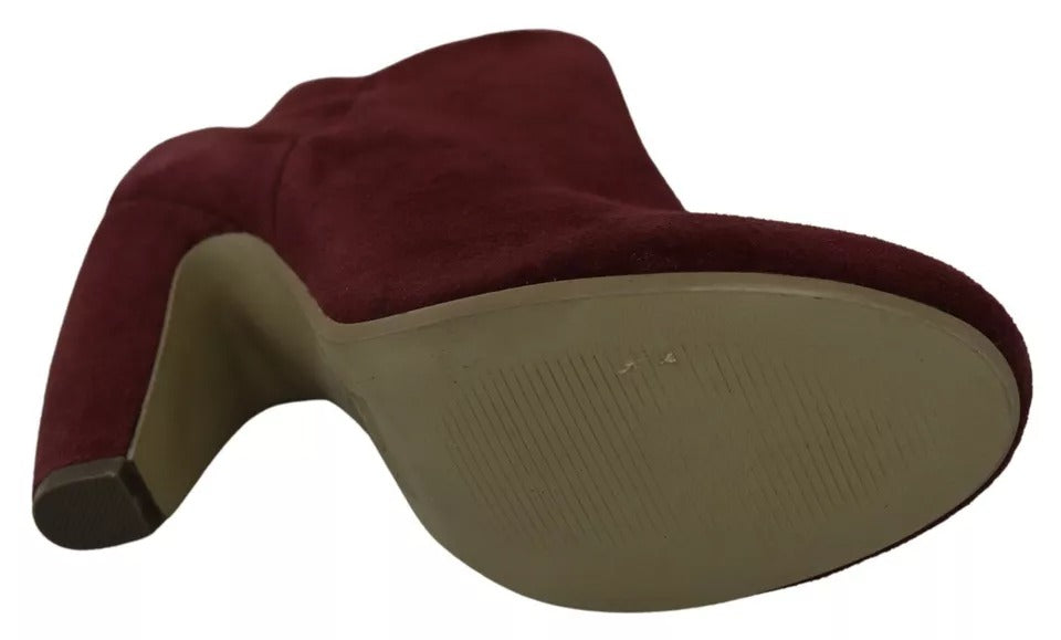 Maroon Blush Velvet Suede Penelope Ankle Boots Shoes