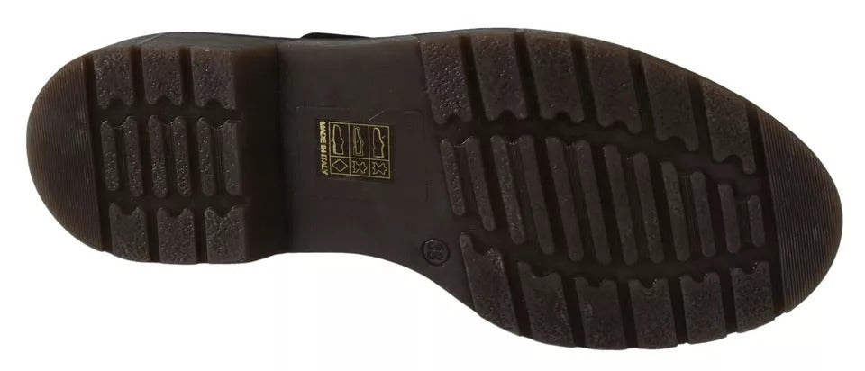 Dark Brown Leather Elastic Strap Shoes