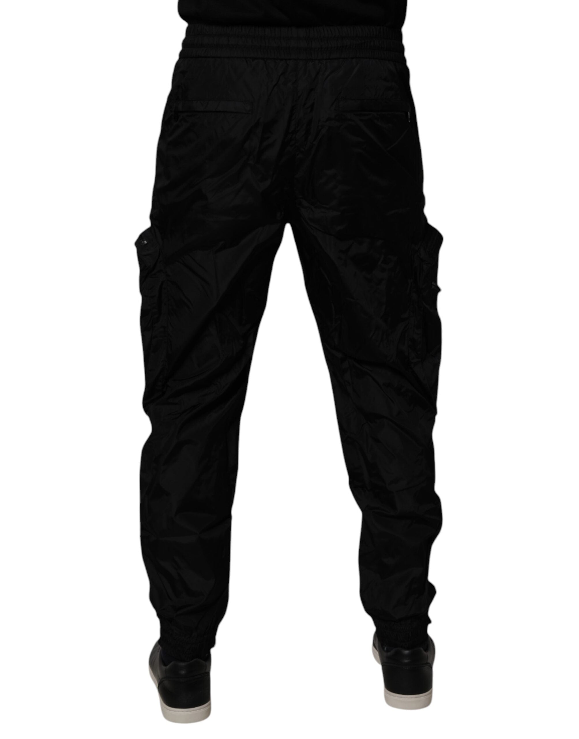Black Nylon Cargo Jogger Men Sweatpants Pants