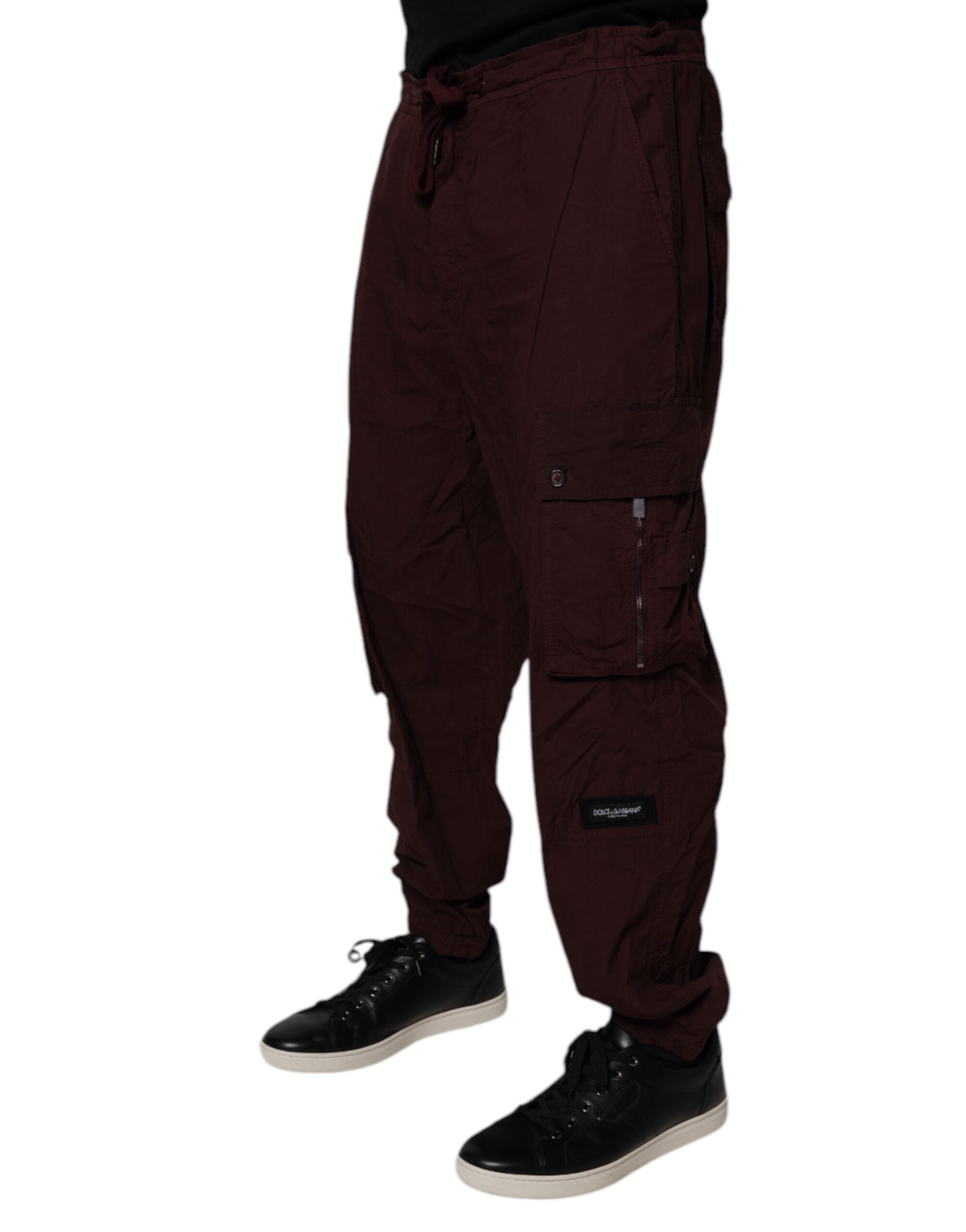 Maroon Cotton Cargo Jogger Sweatpants Pants