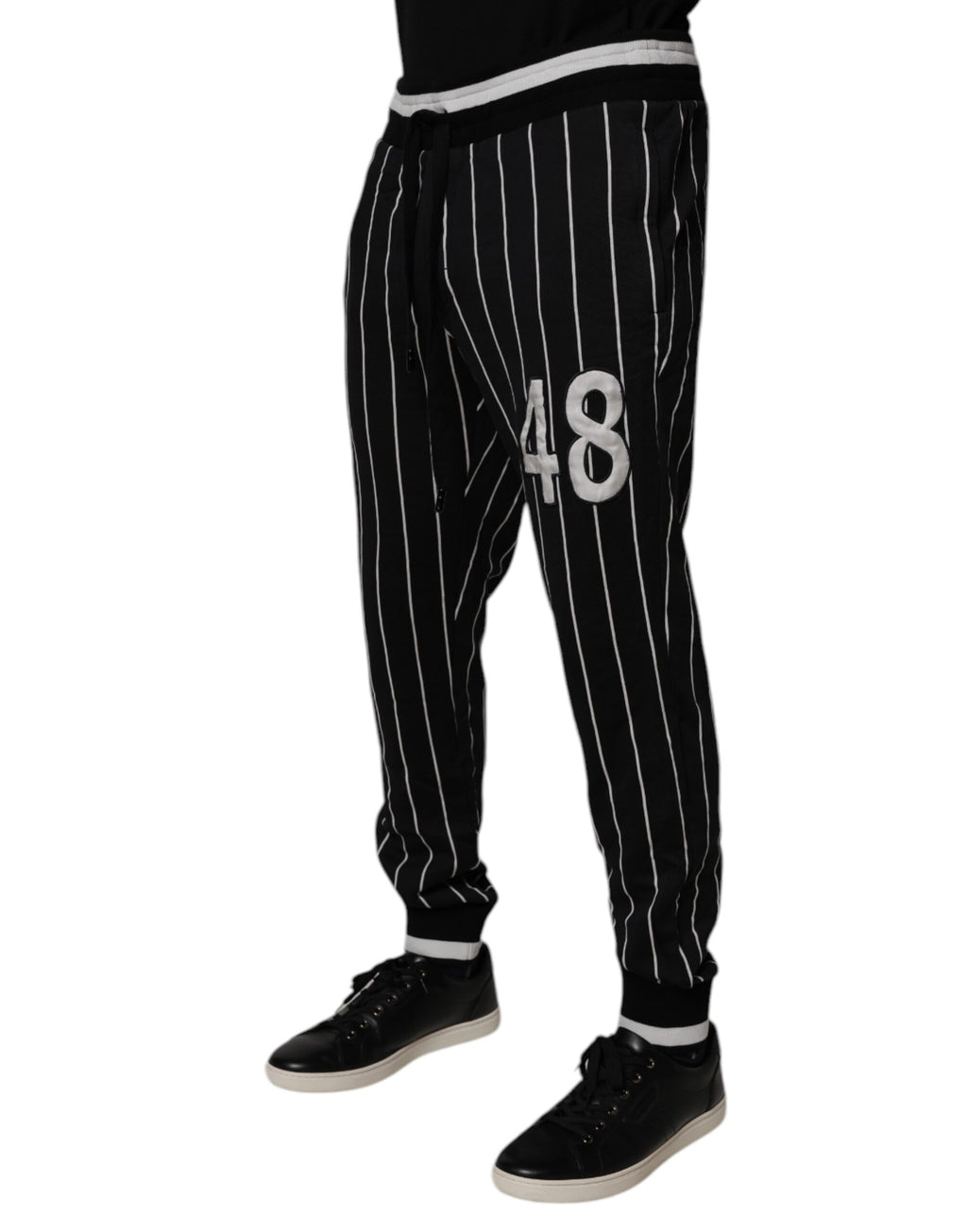 Black White Stripes Jogger Sweatpants Pants