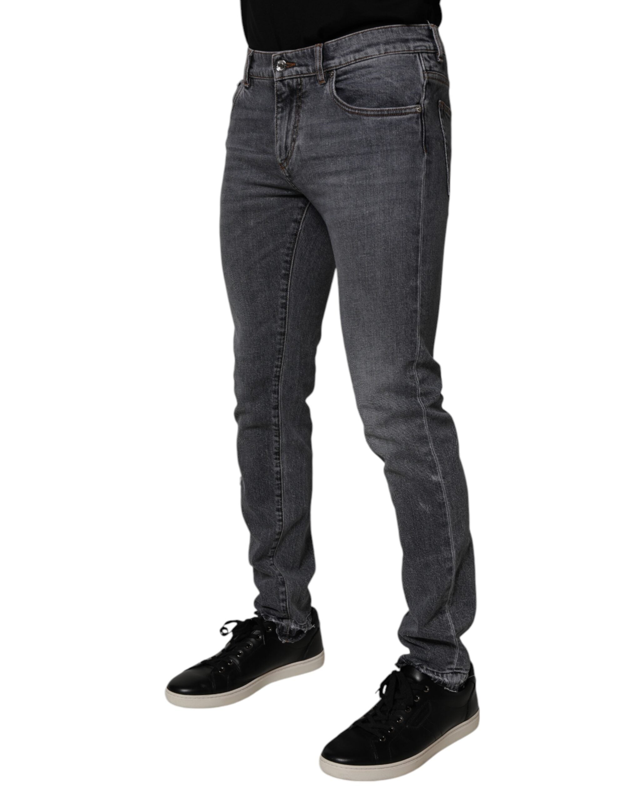 Dark Gray Cotton Stretch Skinny Denim Jeans