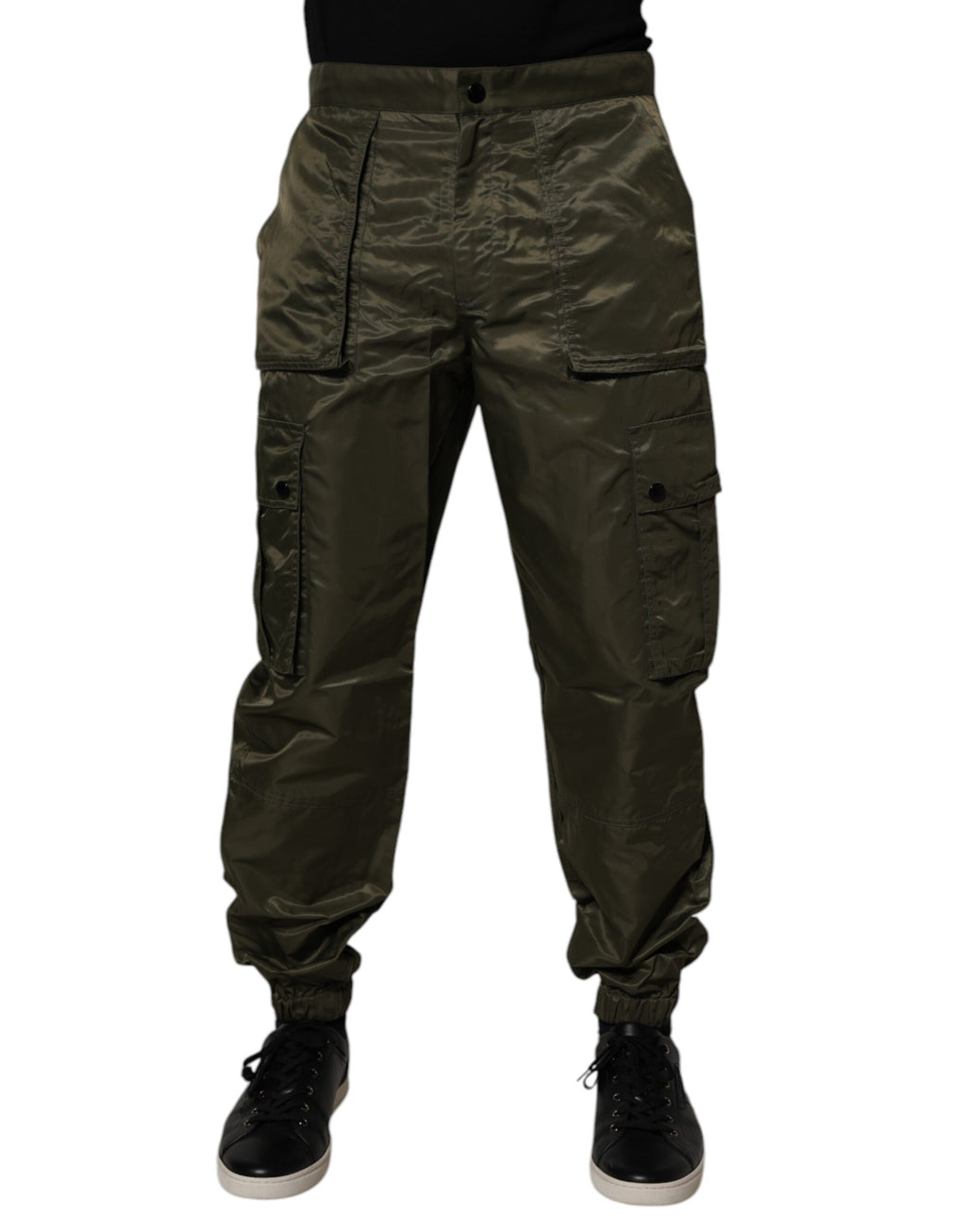 Dark Green Nylon Cargo Pants