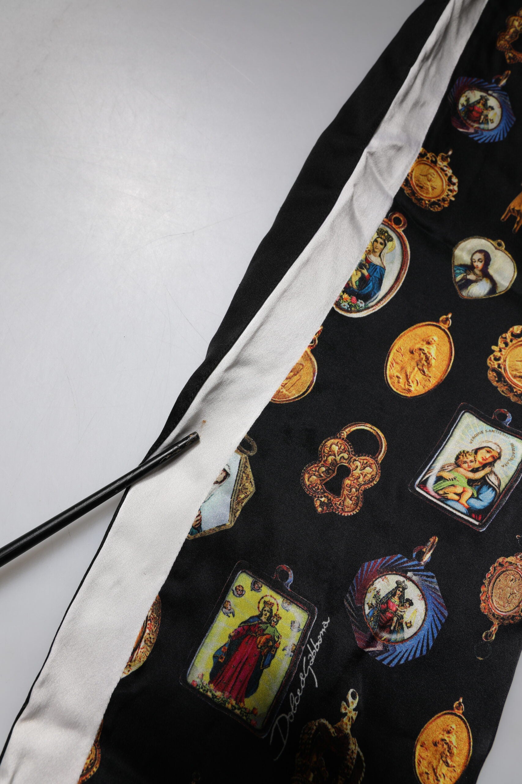 Black Religious Print Silk Men Jogger Pants