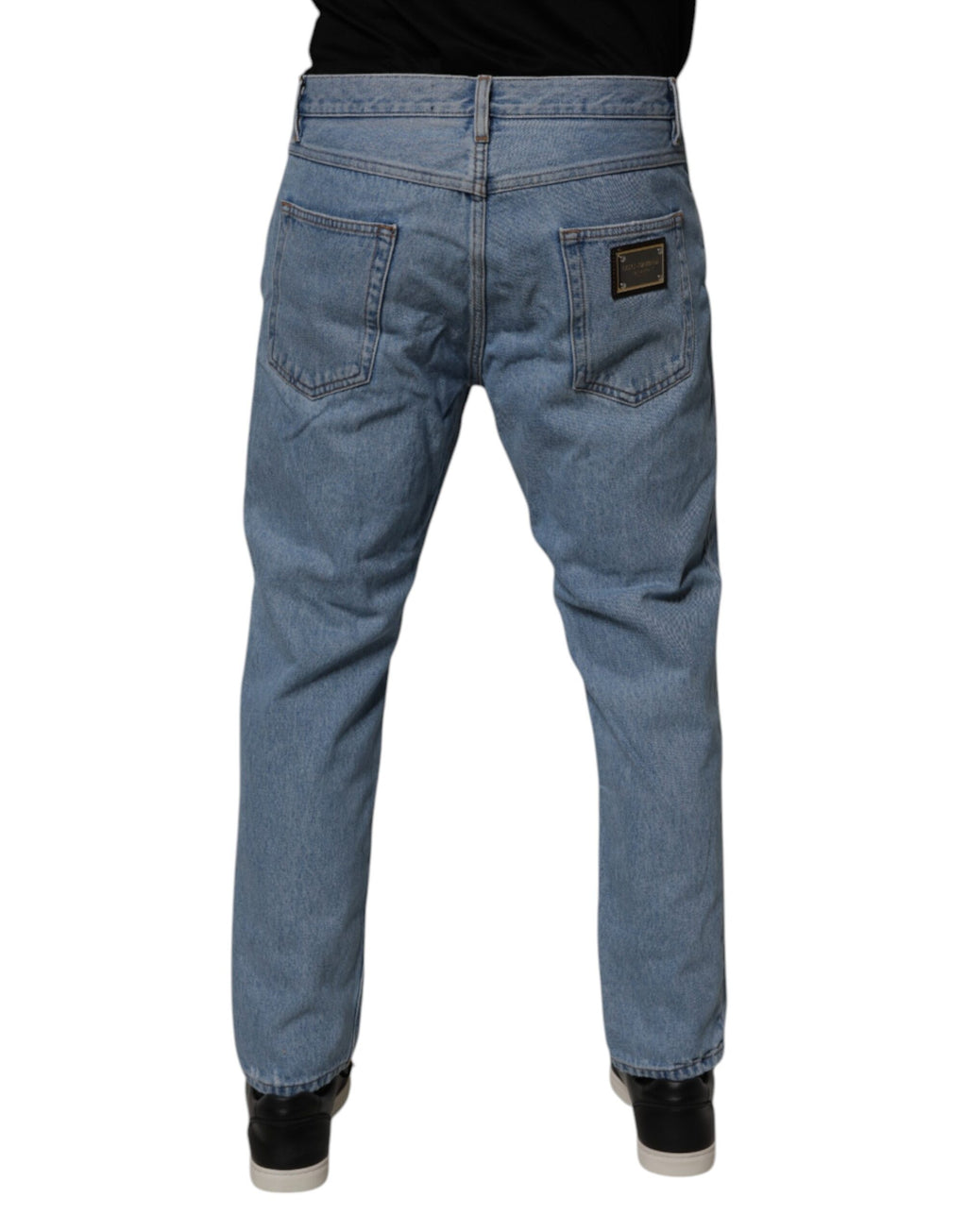 Blue Cotton Skinny Men Denim Mid Waist Jeans