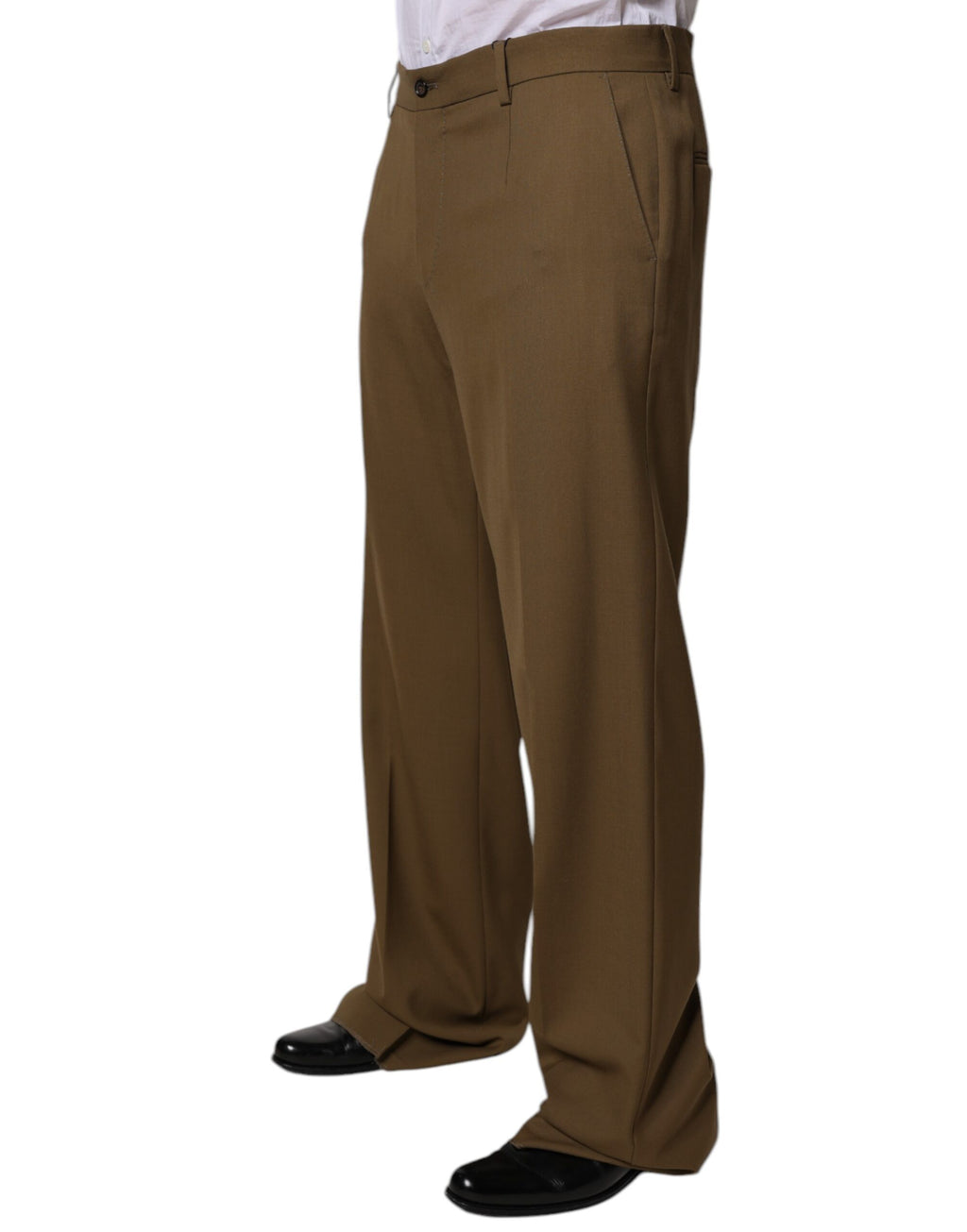Brown Wool Straight Formal Dress Pants
