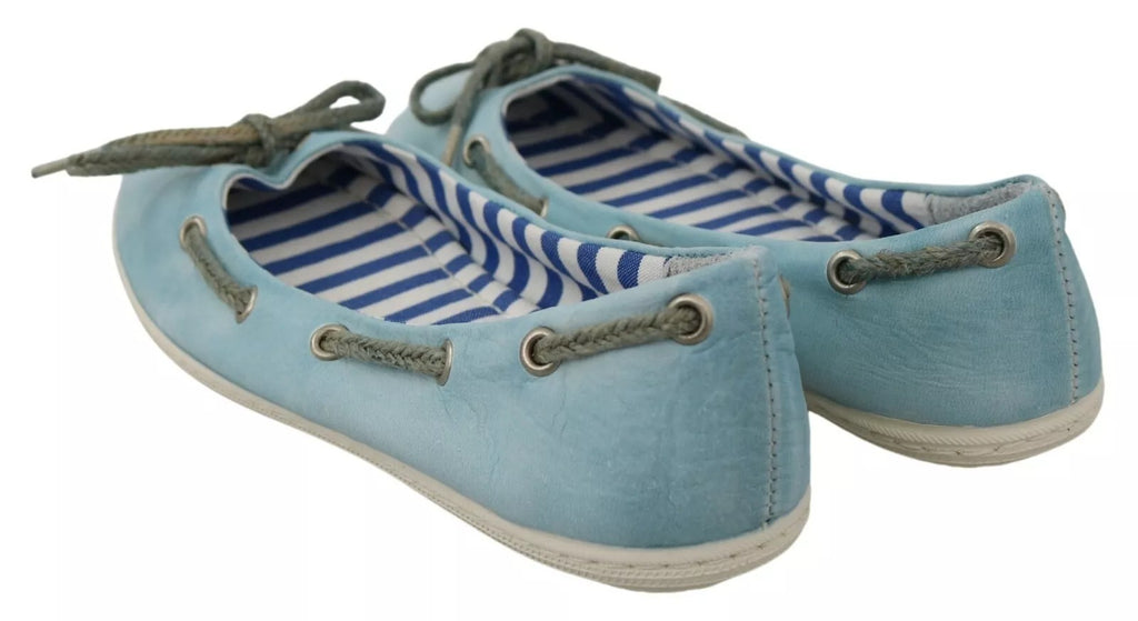 Sky Blue Suede Lace Bow Loafers Ballet Flat Shoes