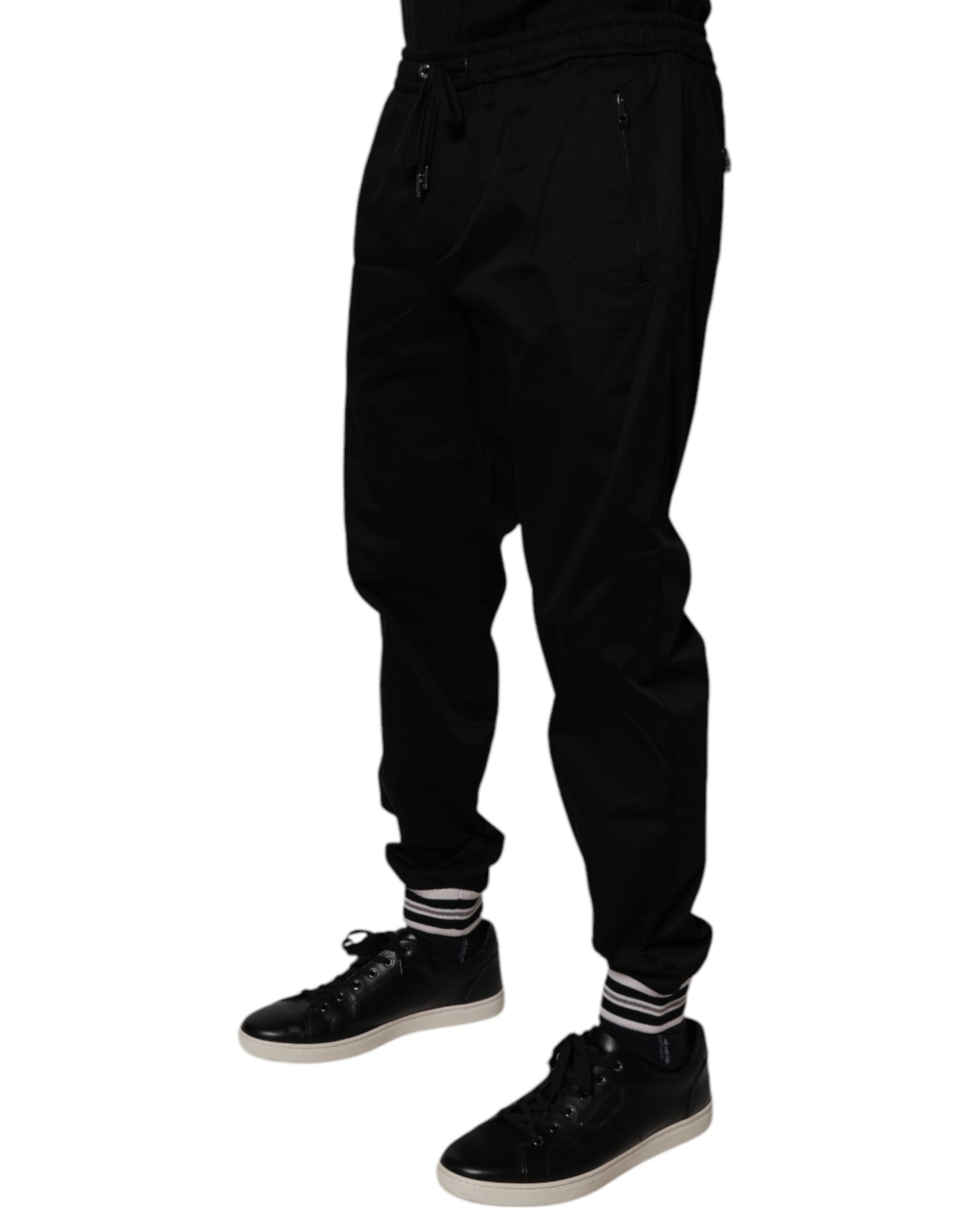 Black Cotton Stretch Jogger Sweatpants Pants