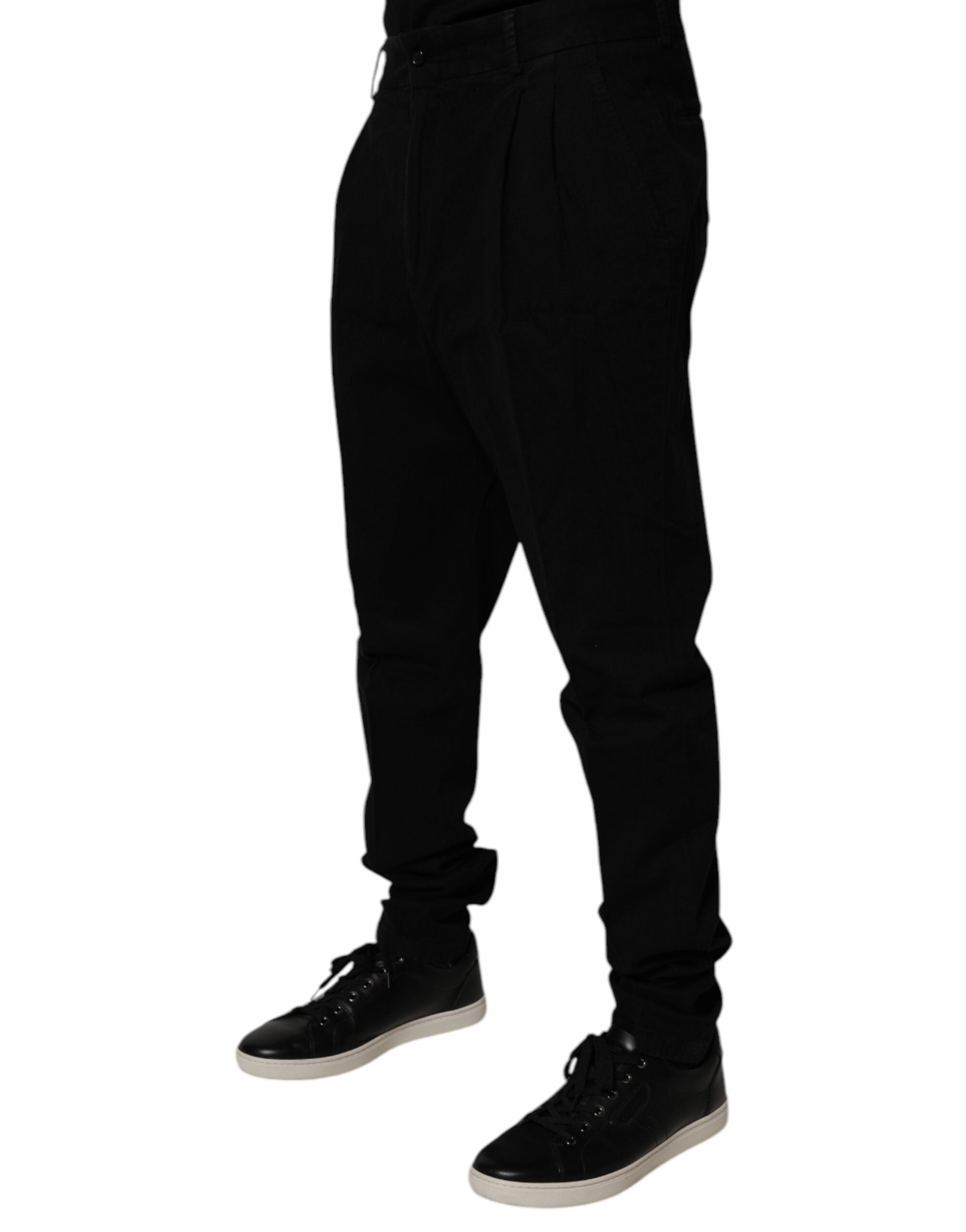 Black Cotton Stretch Skinny Pants