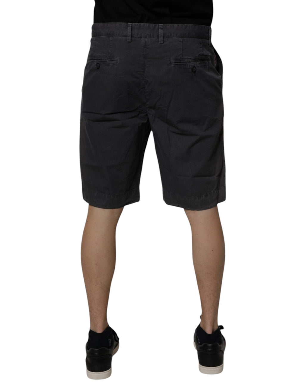 Dark Gray Cotton Mid Waist Men Bermuda Shorts