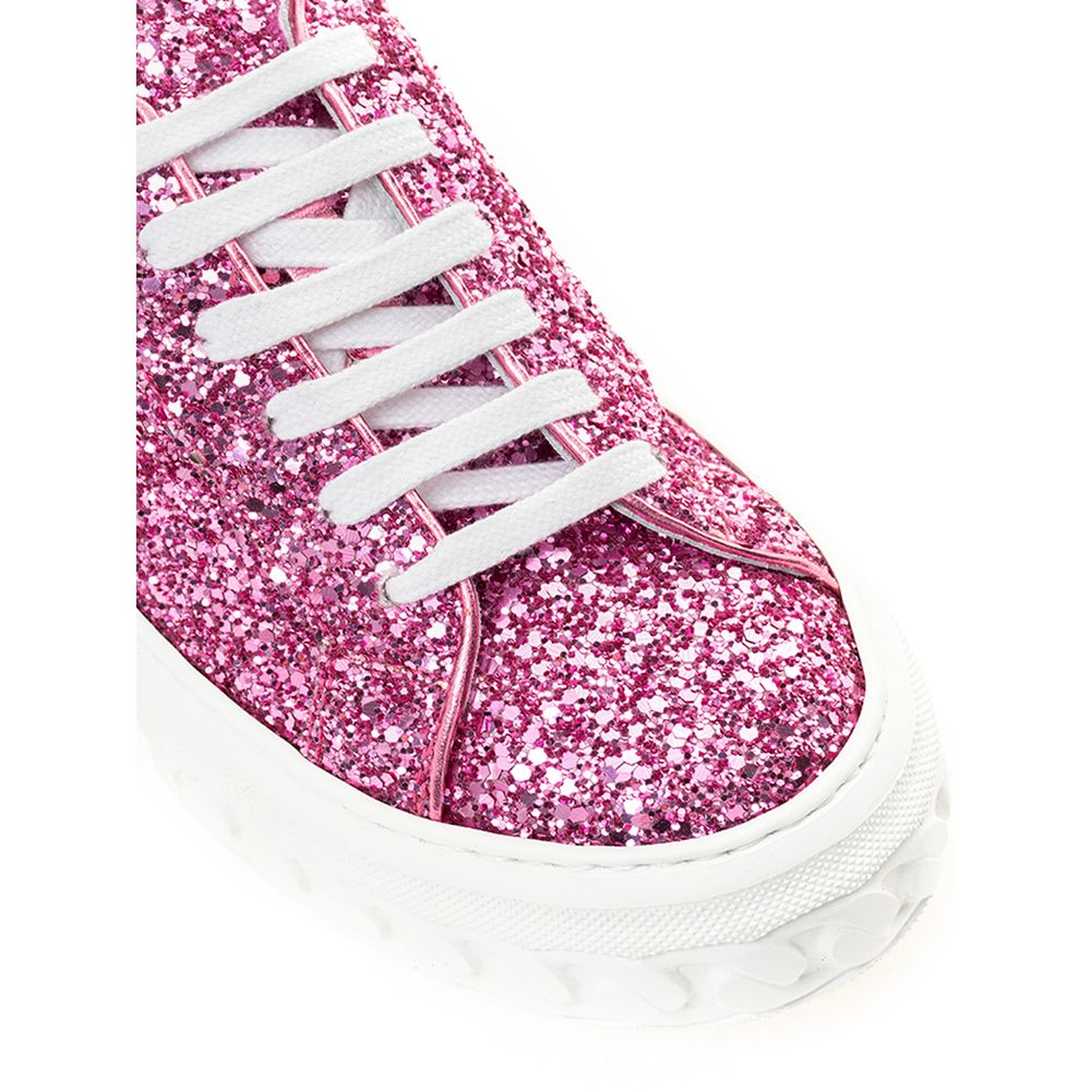 Casadei Fuchsia Fabric And Leather Low Top Sneakers