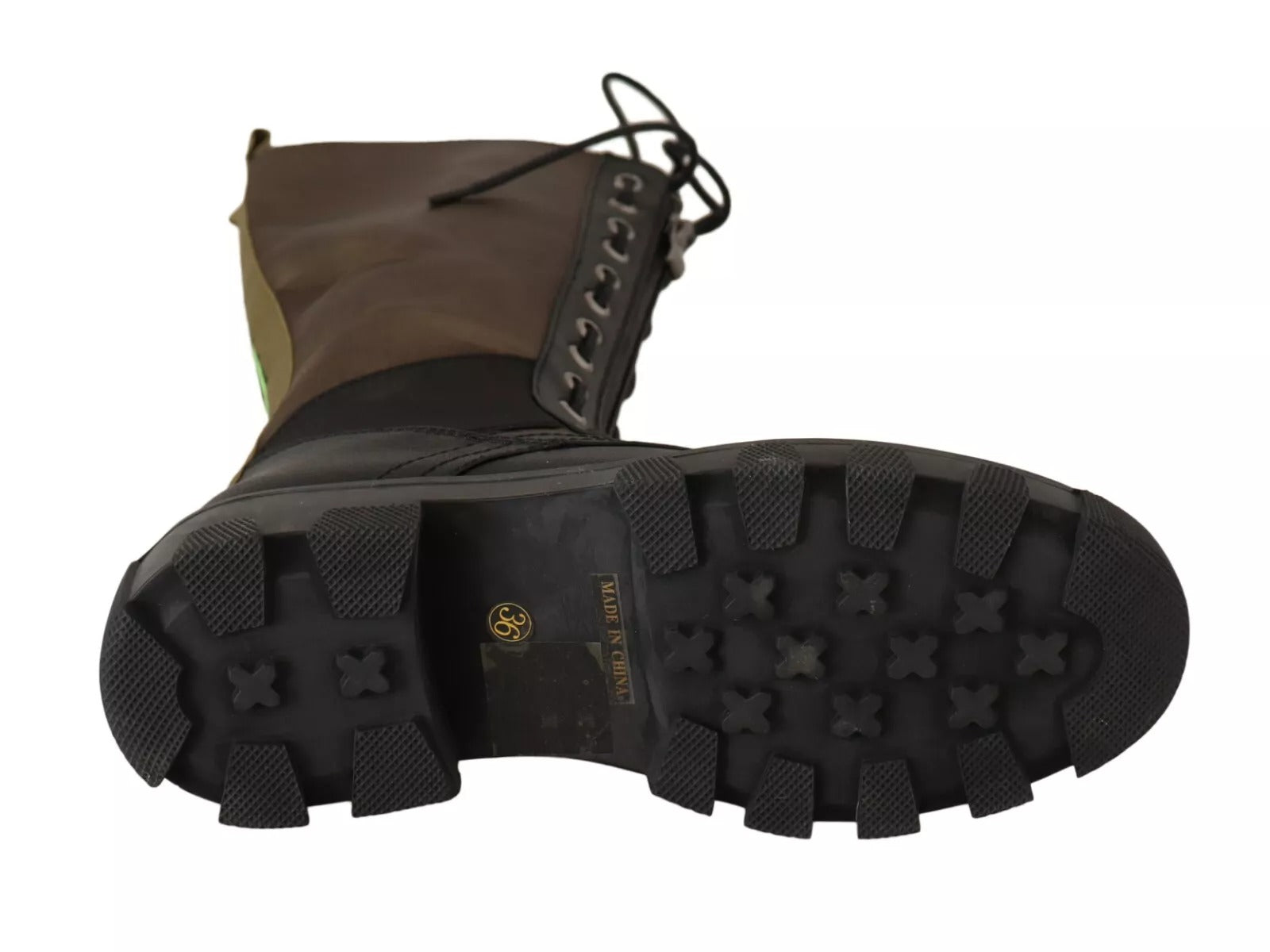 Black Green High Combat Boots Lace Up Military Shoes