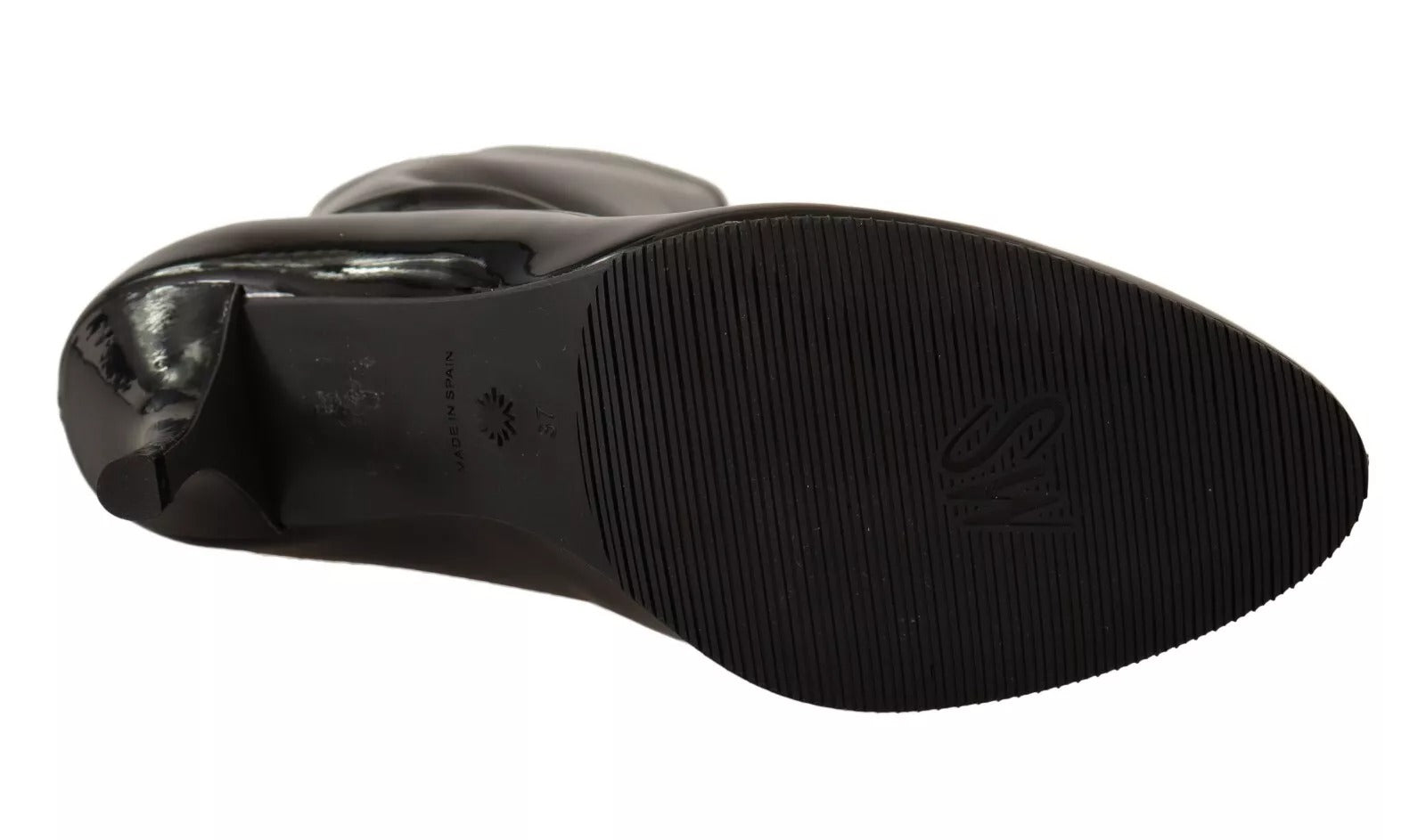 Black Patent Leather High Heels Boots Shoes