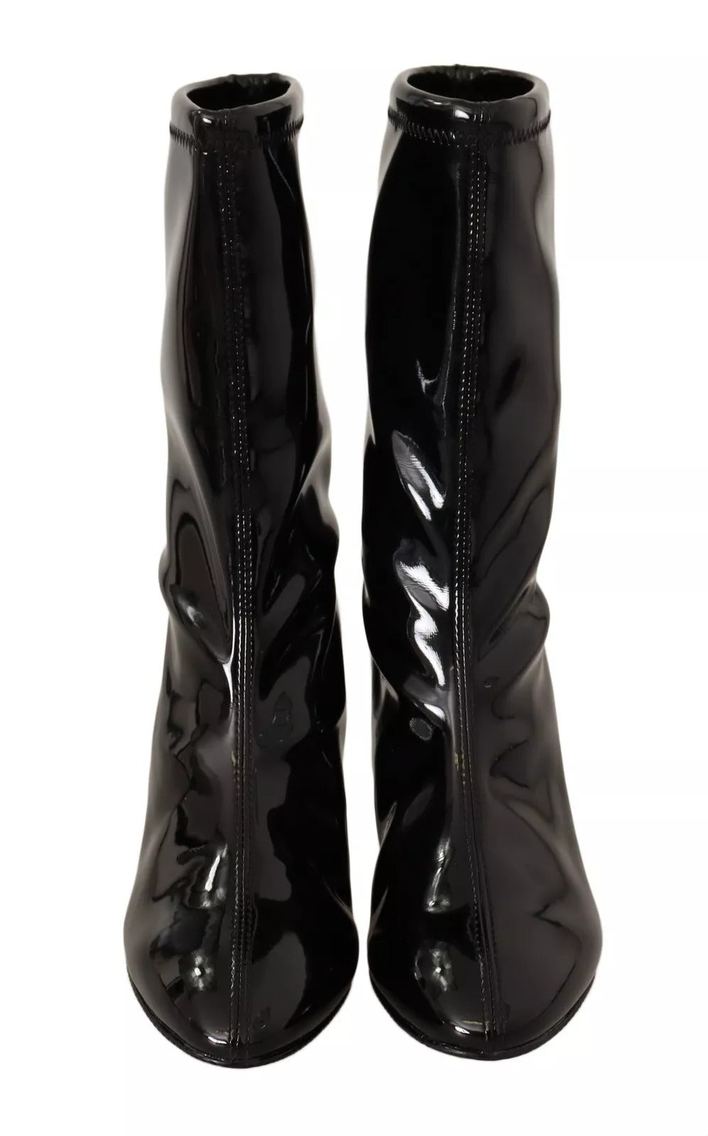 Black Patent Leather High Heels Boots Shoes