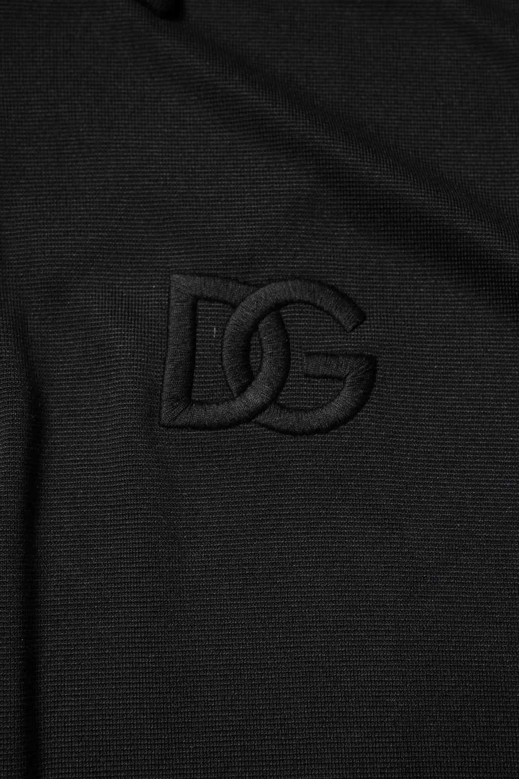 Black Polyester DG Logo Collared Polo T-shirt