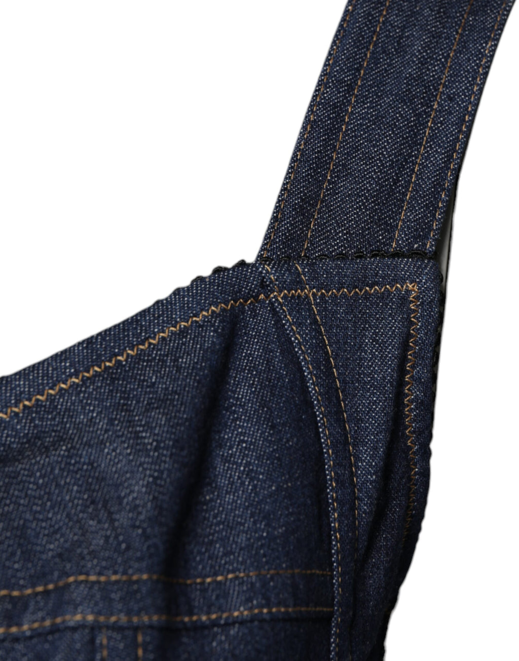 Blue Cotton Stretch Sleeveless Bodycon Denim Bodysuit