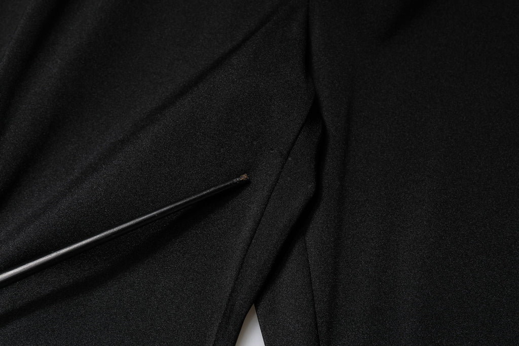 Black Nylon High Waist Slim Fit Pants