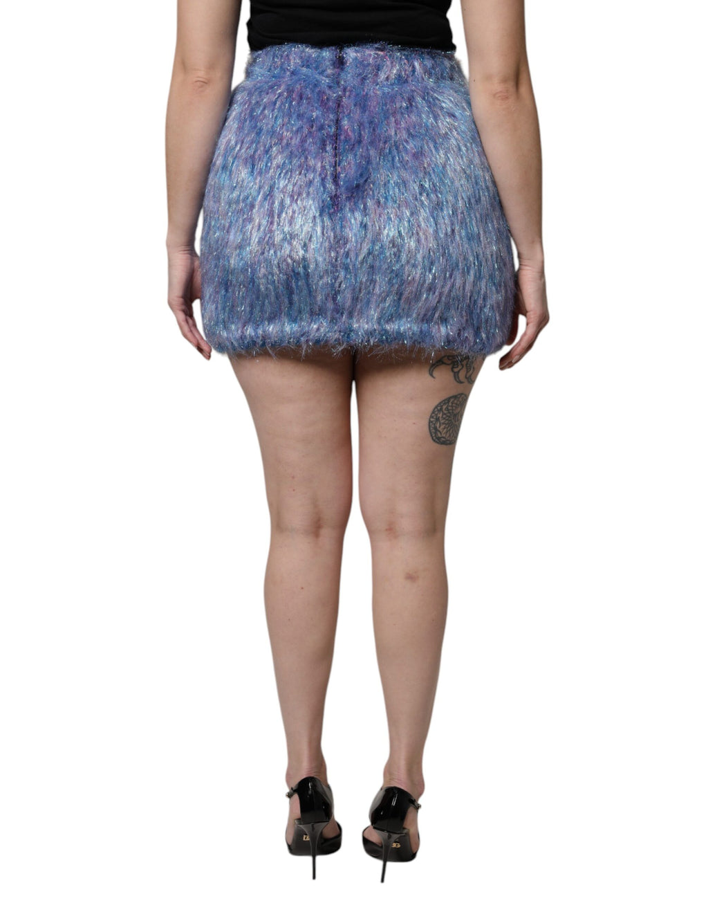 Multicolor Plush Fabric High Waist Mini Skirt