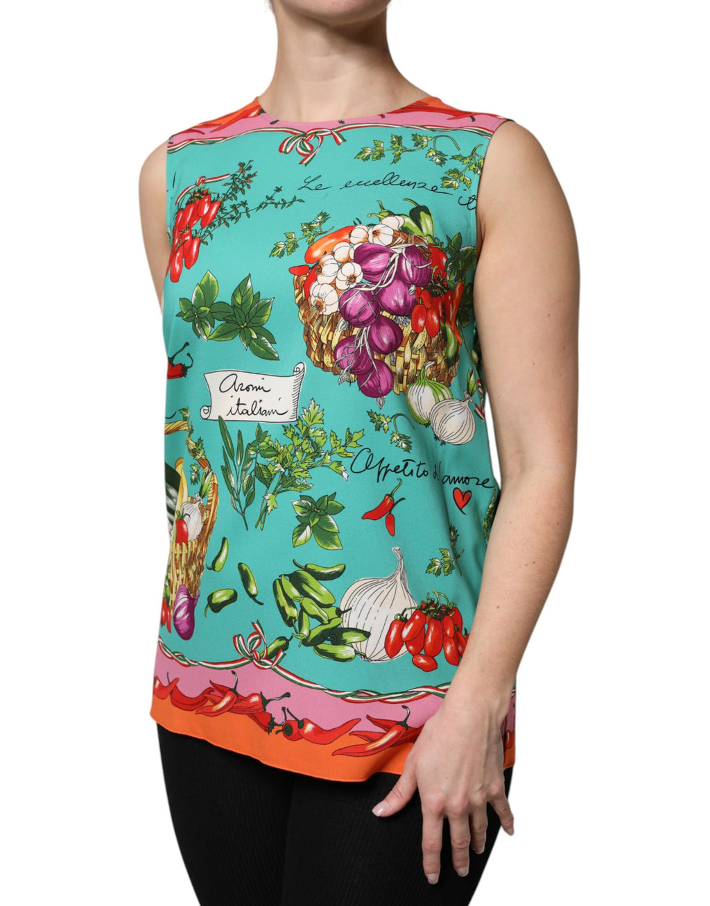 Multicolor Floral Silk Sleeveless Tank Top