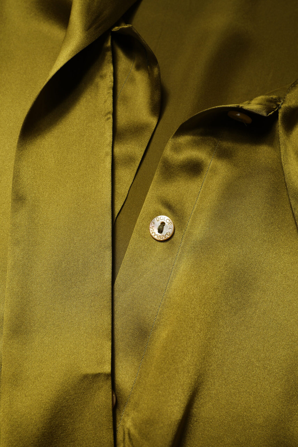 Olive Green Ascot Collar Long Sleeve Blouse Top