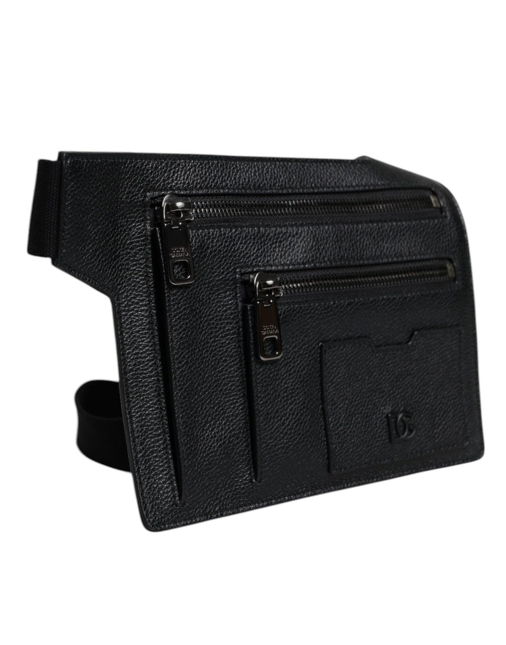 Black Calfskin Leather Messenger Crossbody Bag