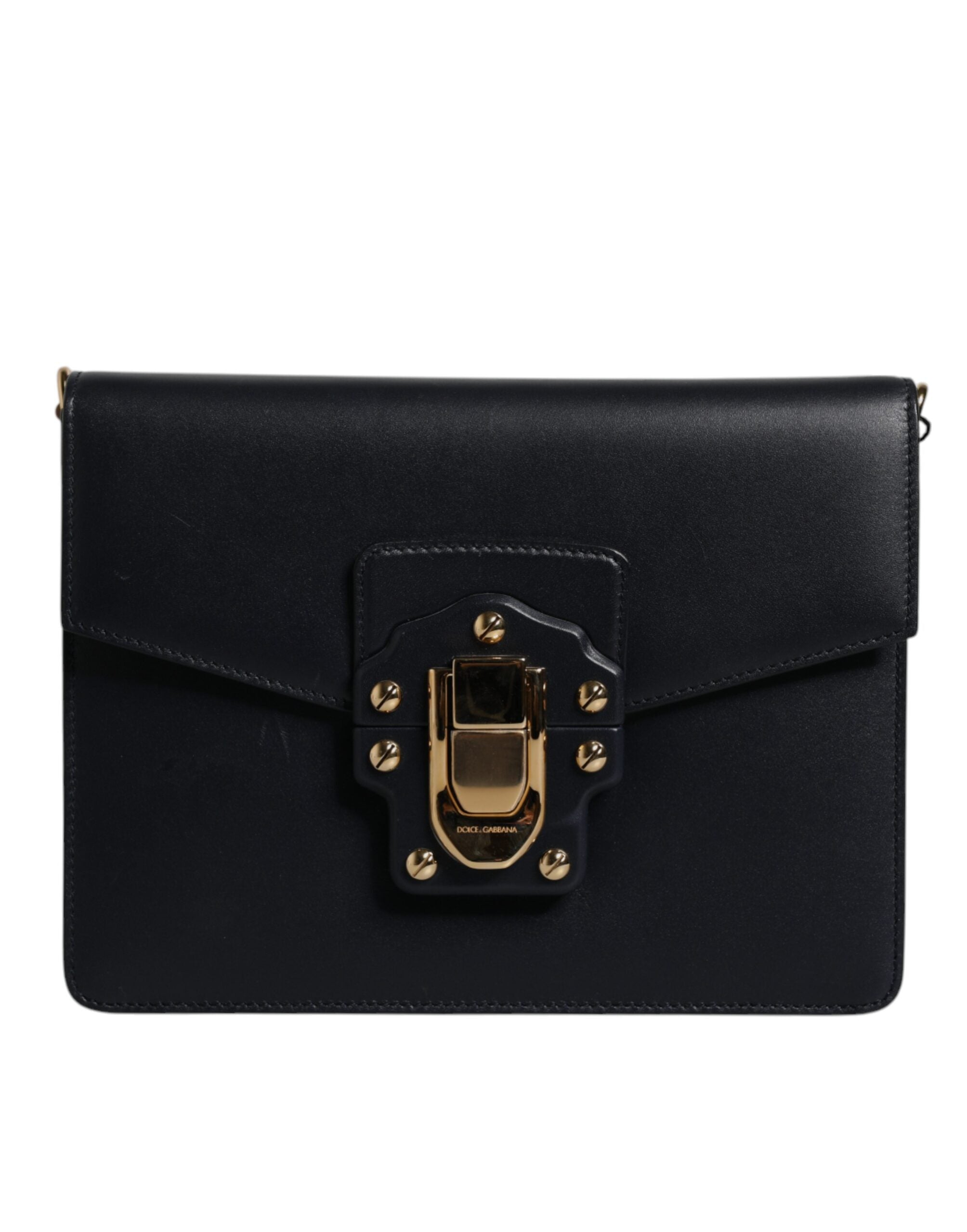 Black Calfskin Leather Shoulder Strap Bag