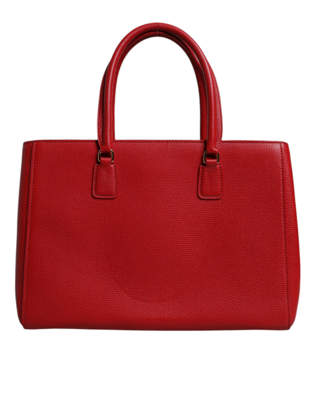 Red Calfskin Leather Logo Plaque Top Handle Bag