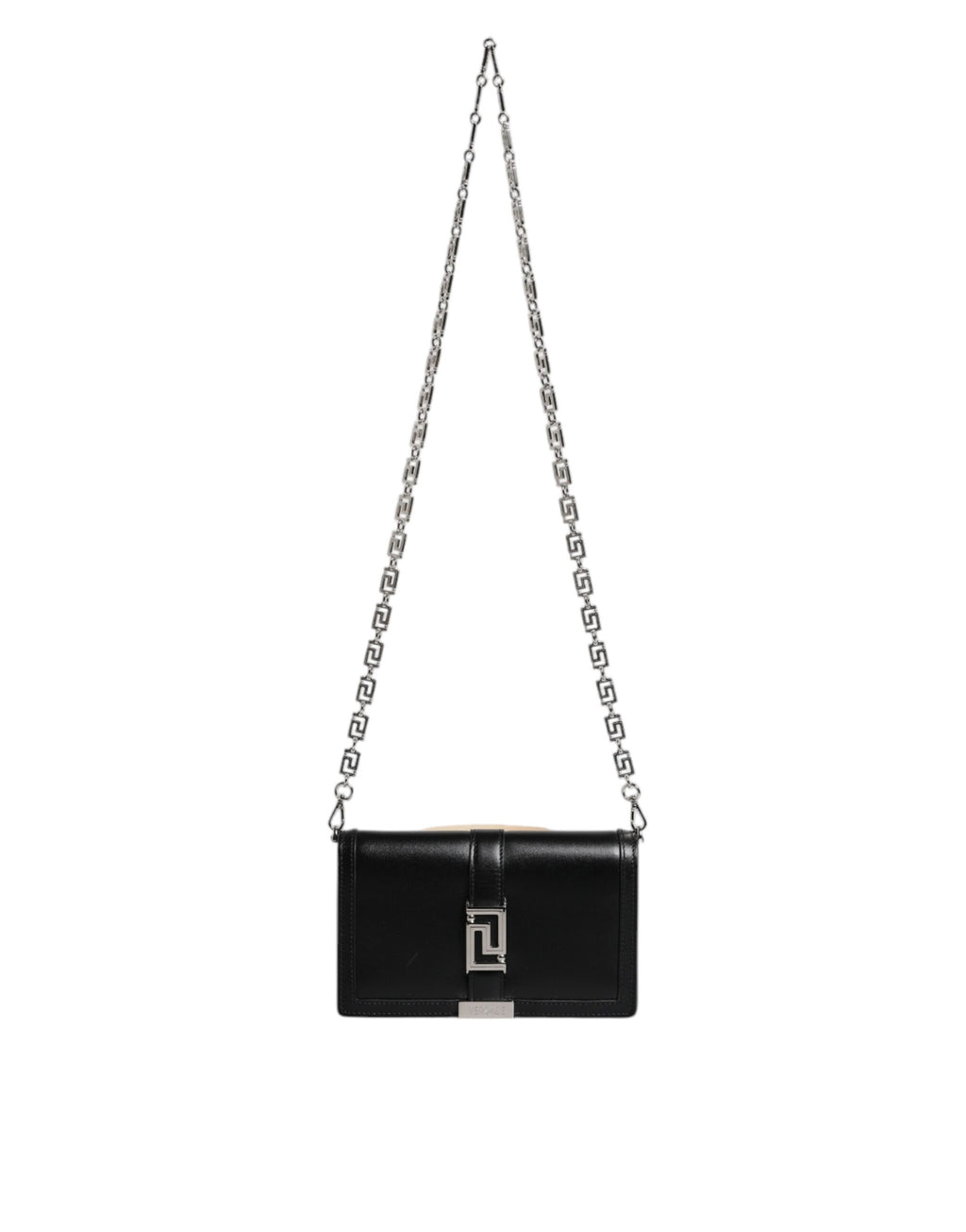 Black Calfskin Leather Chain Strap Shoulder Crossbody Bag