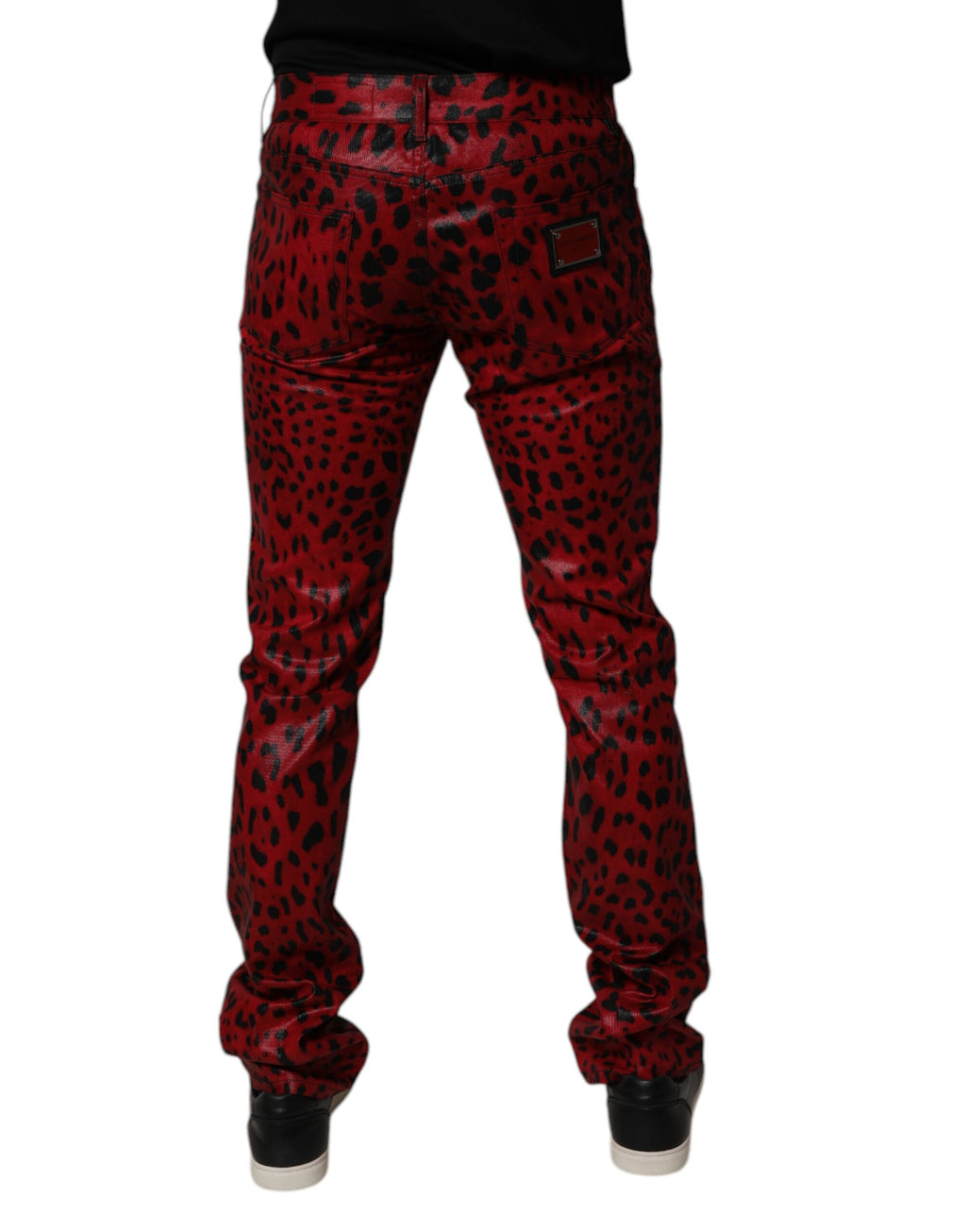 Red Leopard Cotton Slim Fit Denim Jeans