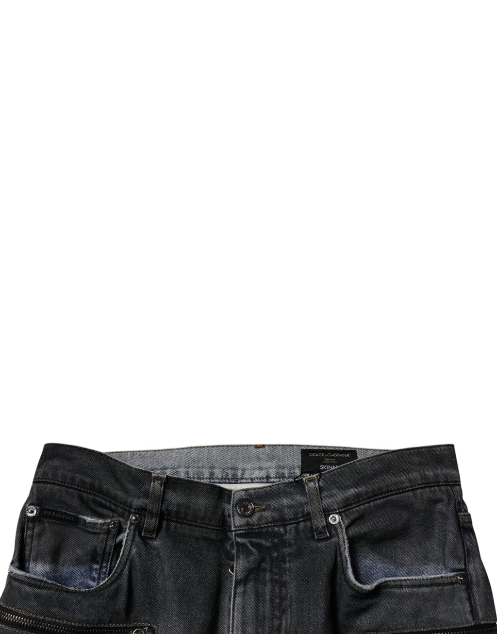 Dark Gray Tattered Cotton Skinny Denim Jeans