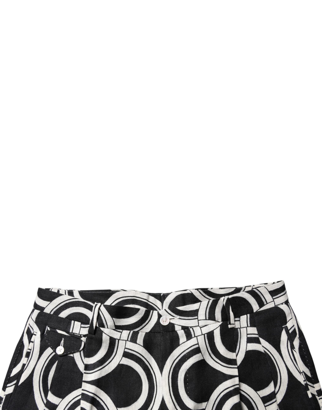 Black White Linen Bermuda Shorts