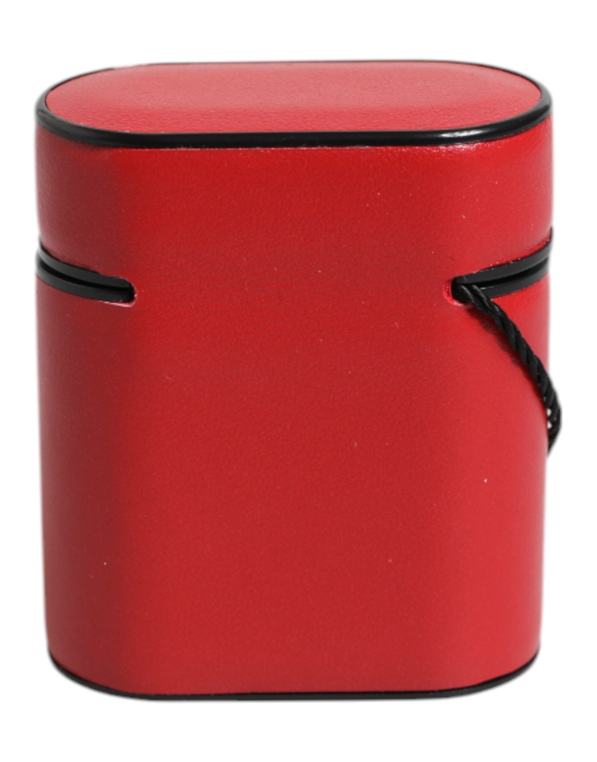 Red Calfskin Leather Logo Print Flip Holder Airpods Case