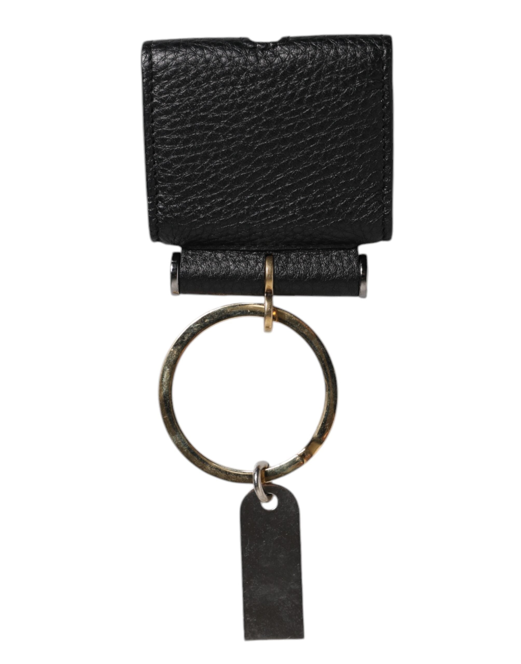 Black Leather Strap Gold Metal Logo Plaque Airpods Case