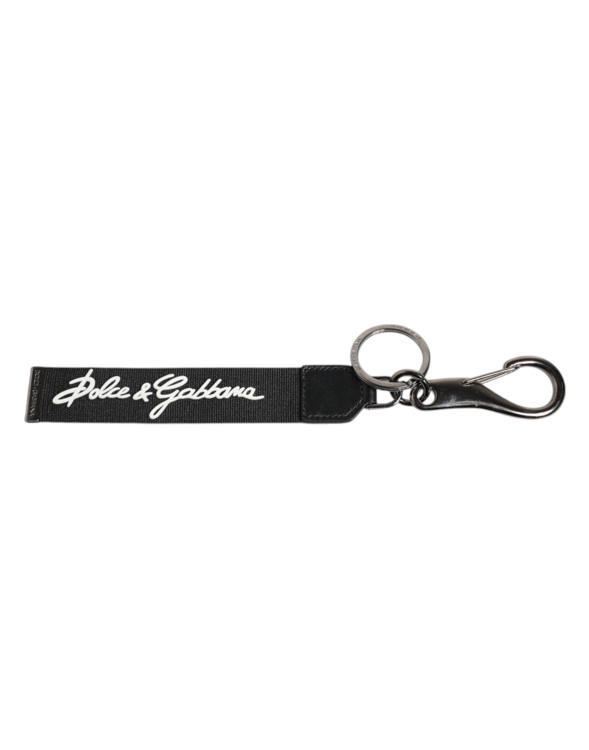 Black White DG Logo Silver Men Keychain Polyester Keyring