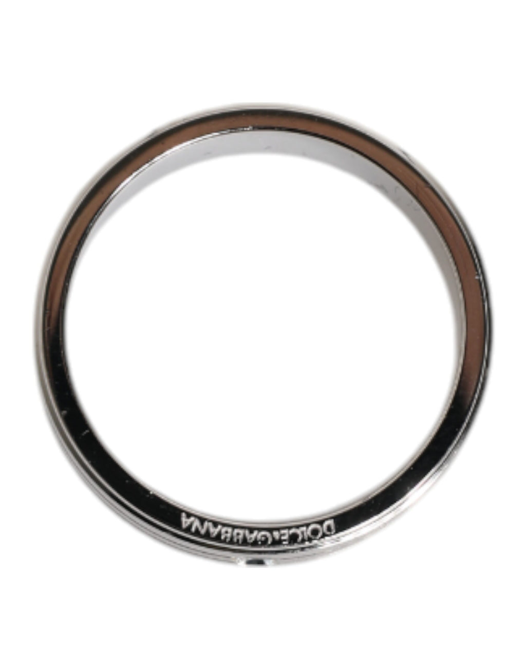 Silver Tone Brass Clear Crystal DG Logo Ring