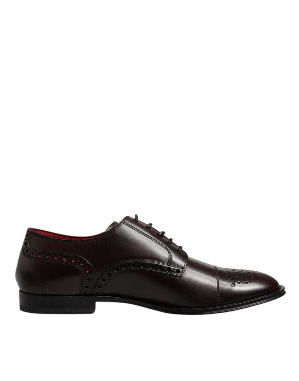 Maroon Calfskin Leather Derby Men Dress Shoes