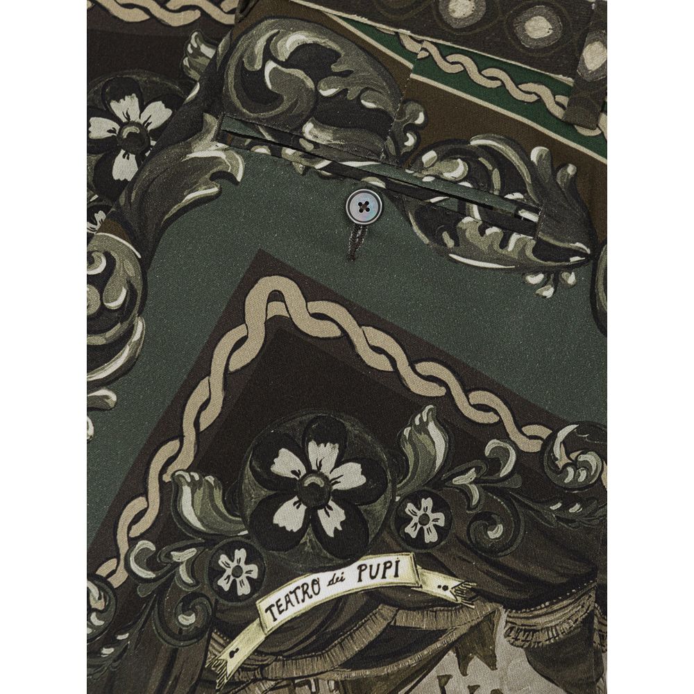 Dolce & Gabbana Green Cotton Casual Pants