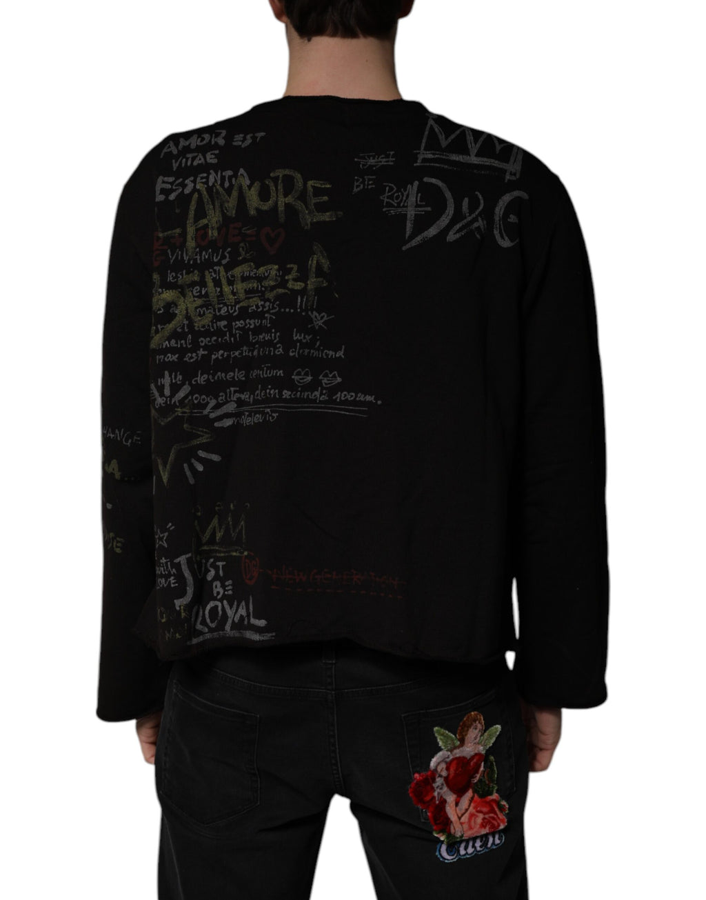 Black DG Heaven Crew Neck Pullover Sweater