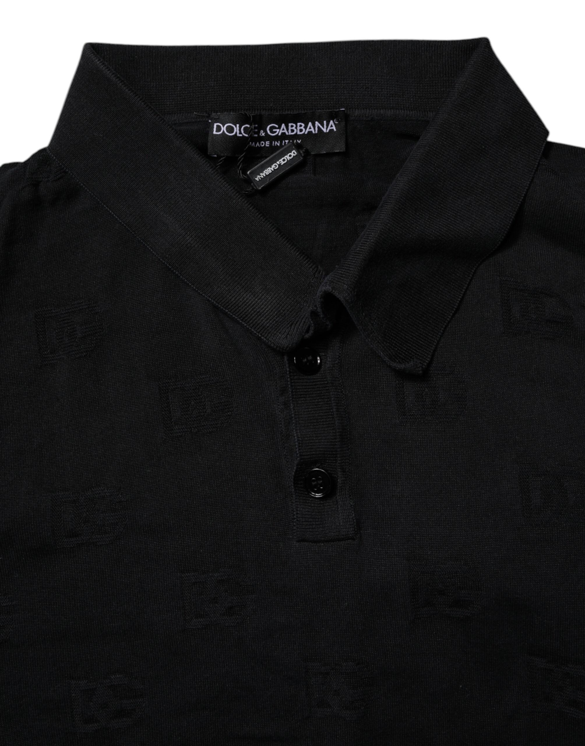 Black Silk Collared Polo T-shirt