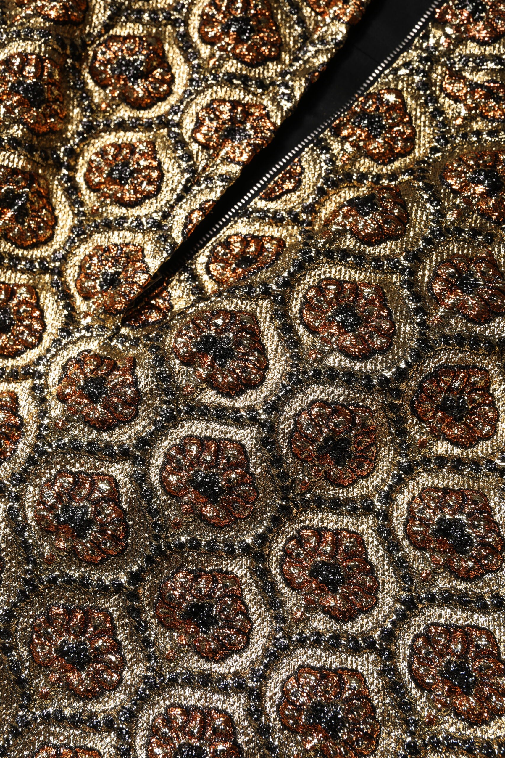 Brown Polyester Brocade A-line Mini Skirt