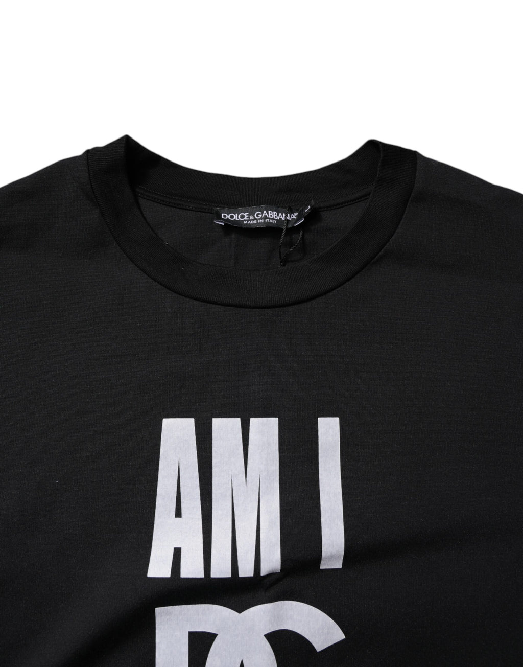 Black Printed Cotton Crew Neck Tee T-shirt