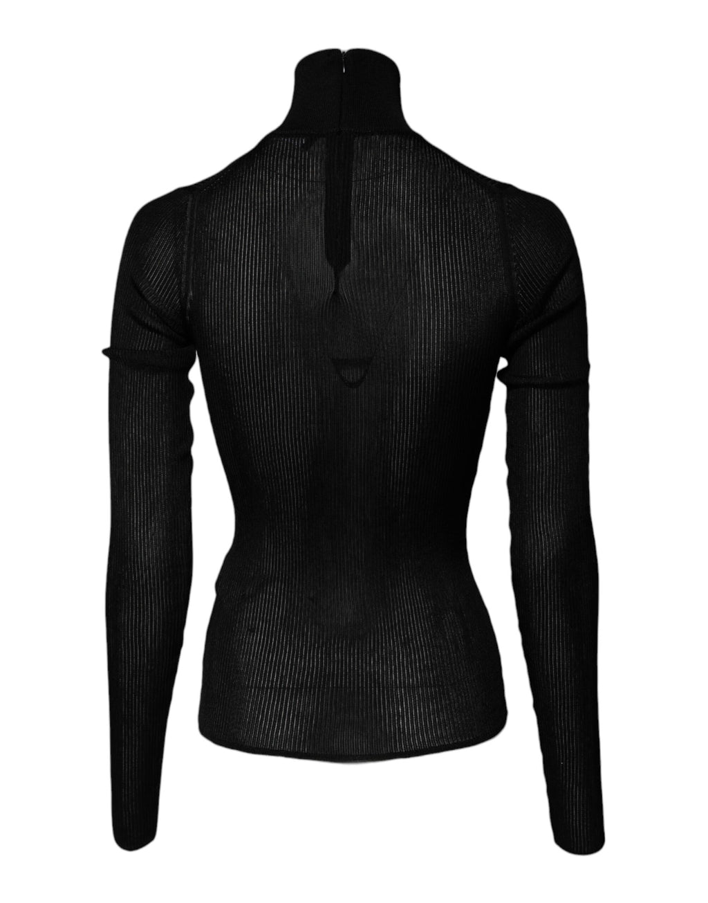 Black Knit Long Sleeves Turtleneck Slim Top