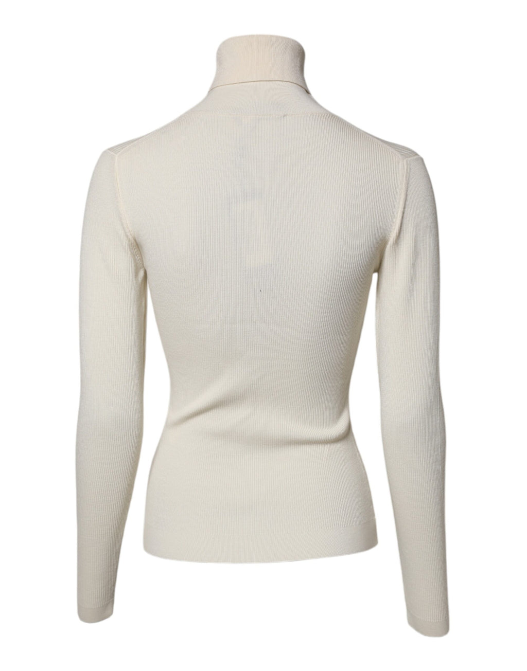 Cream Long Sleeves Turtleneck Slim Sweater