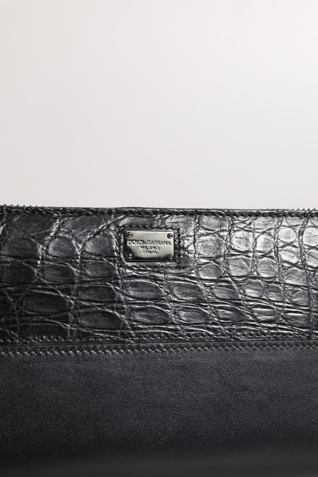 Black Leather Logo Plaque Zip Around Continental Wallet