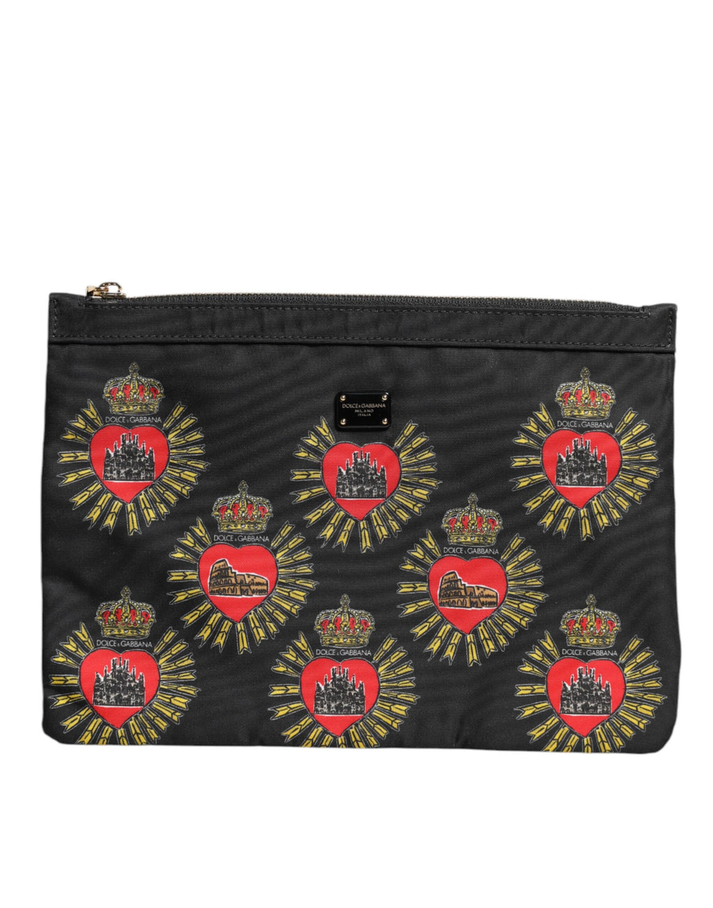 Black Red Nylon Sacred Heart Clutch Pouch Bag