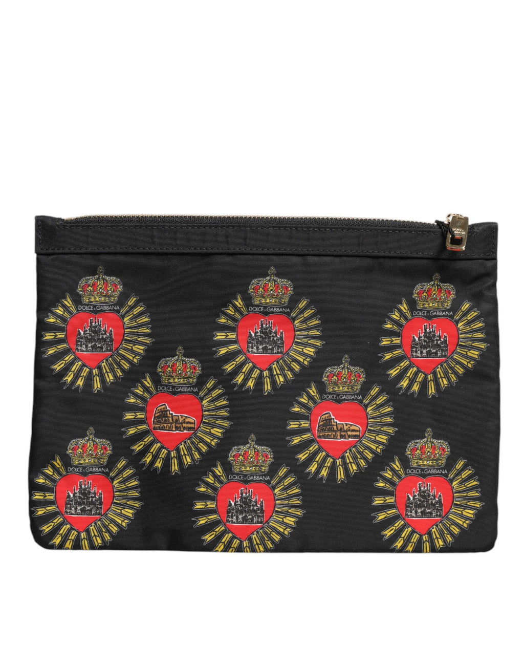 Black Red Nylon Sacred Heart Clutch Pouch Bag