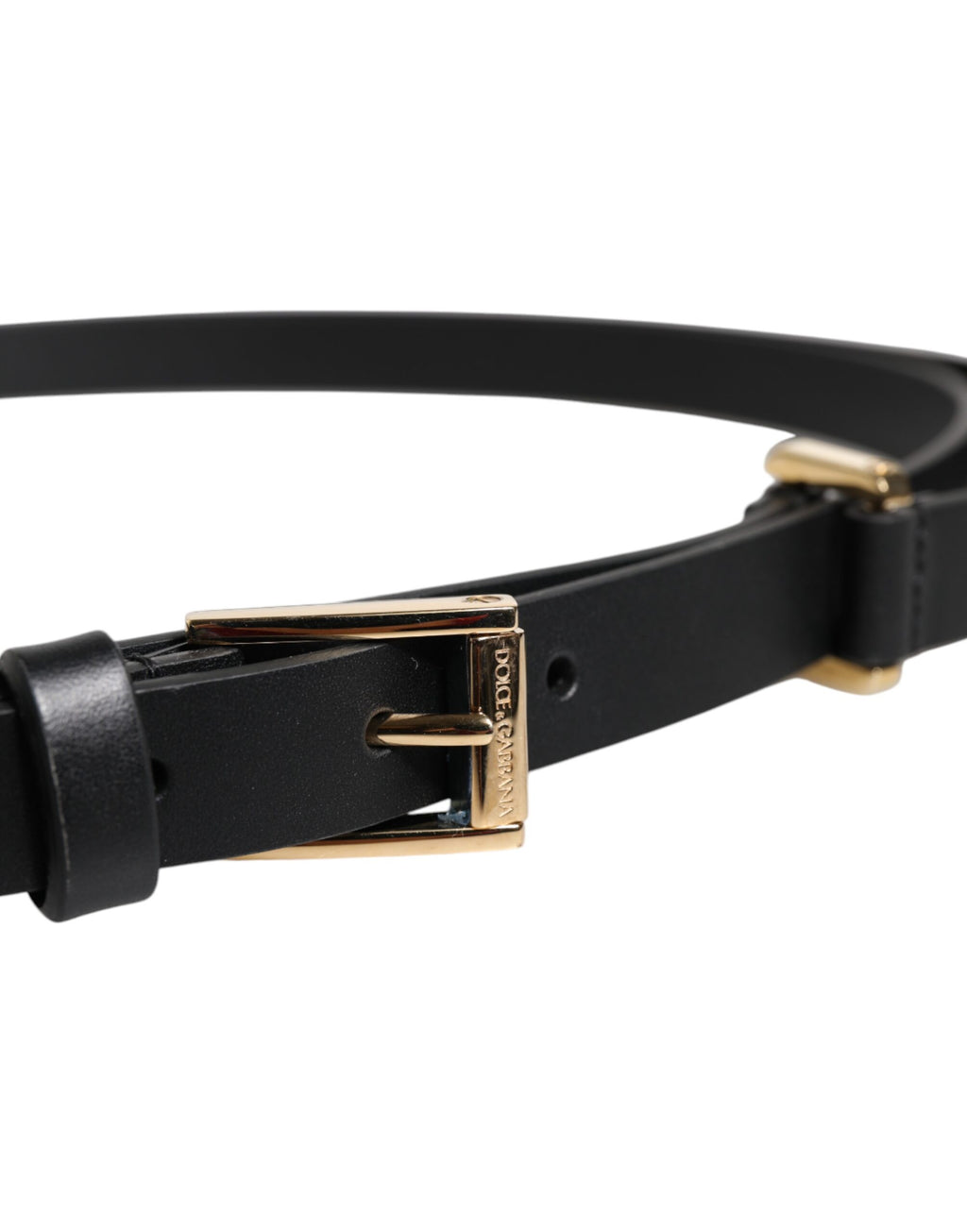 Black Calf Leather Gold Metal Buckle Belt