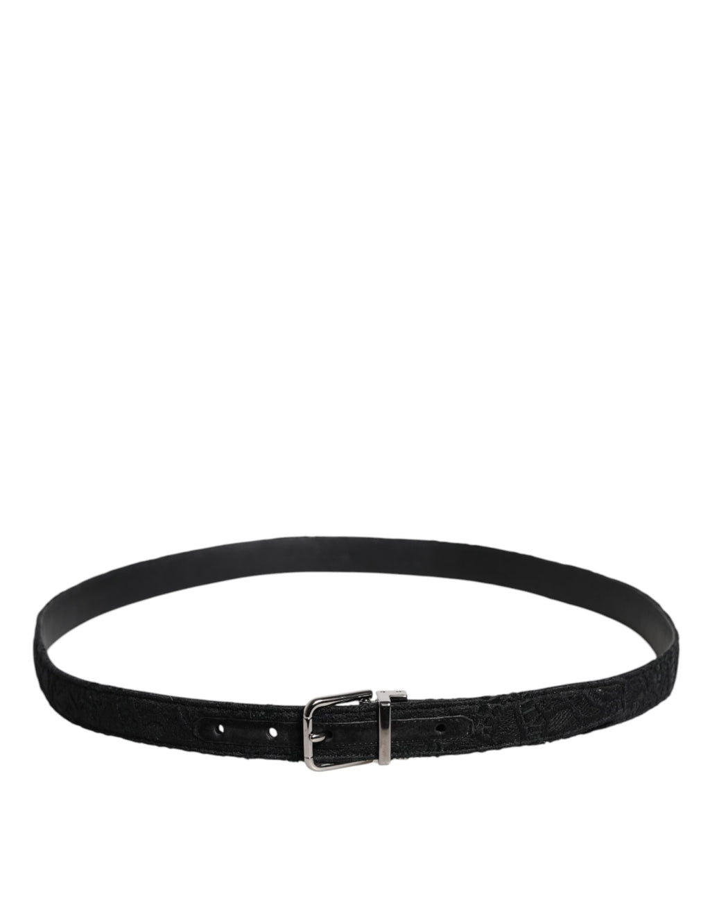 Black Cotton Blend Silver Metal Buckle Belt