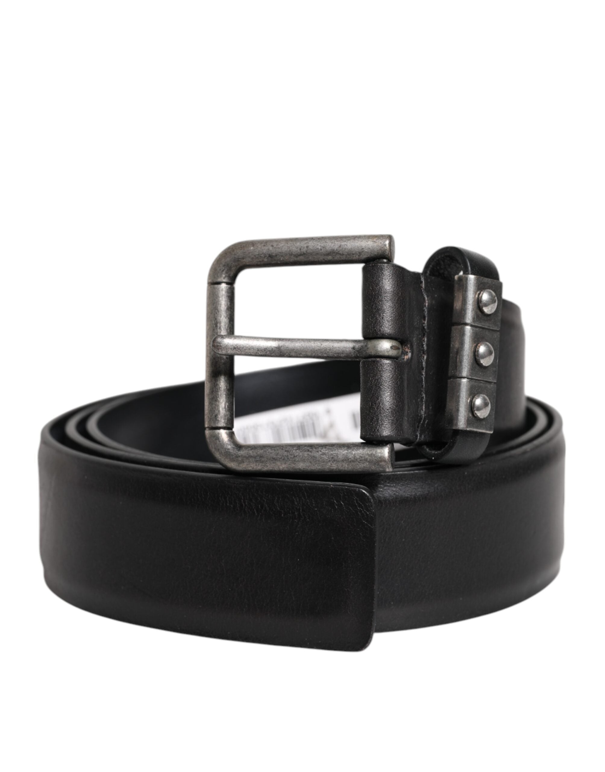 Black Leather Metal Buckle Classic Belt