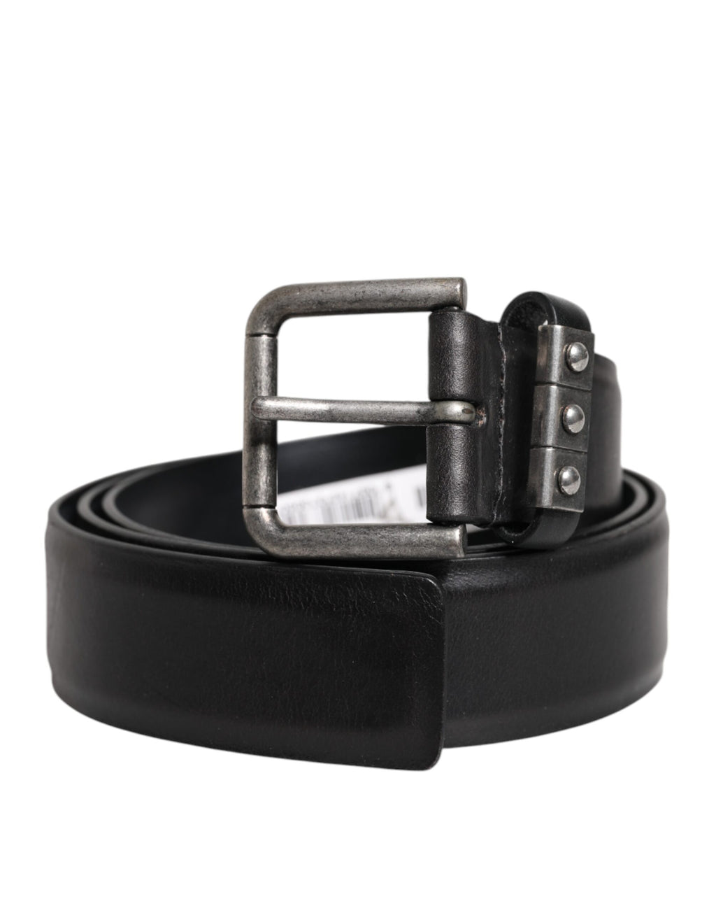 Black Leather Metal Buckle Classic Belt